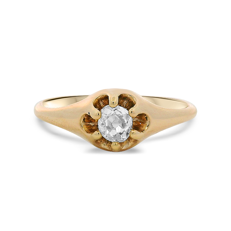 PAGE Estate Ring Estate 14K Yellow Gold Belcher Diamond Ring 6