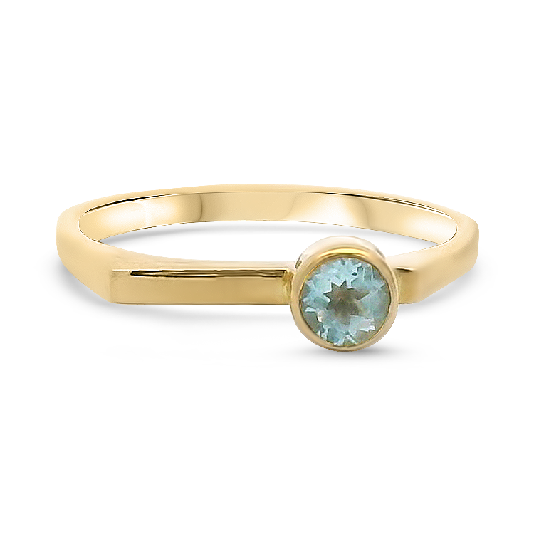 PAGE Estate Ring Estate 14k Yellow Gold Bezel-Set Aquamarine Ring 6
