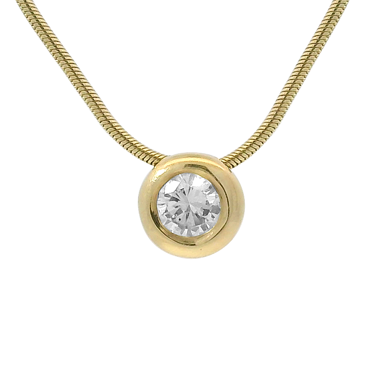 PAGE Estate Necklaces and Pendants Estate 14k Yellow Gold Bezel-Set Diamond Necklace
