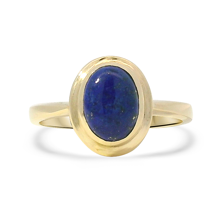 PAGE Estate Ring Estate 14k Yellow Gold Bezel-Set Lapis Lazuli Cabochon Ring 5.75