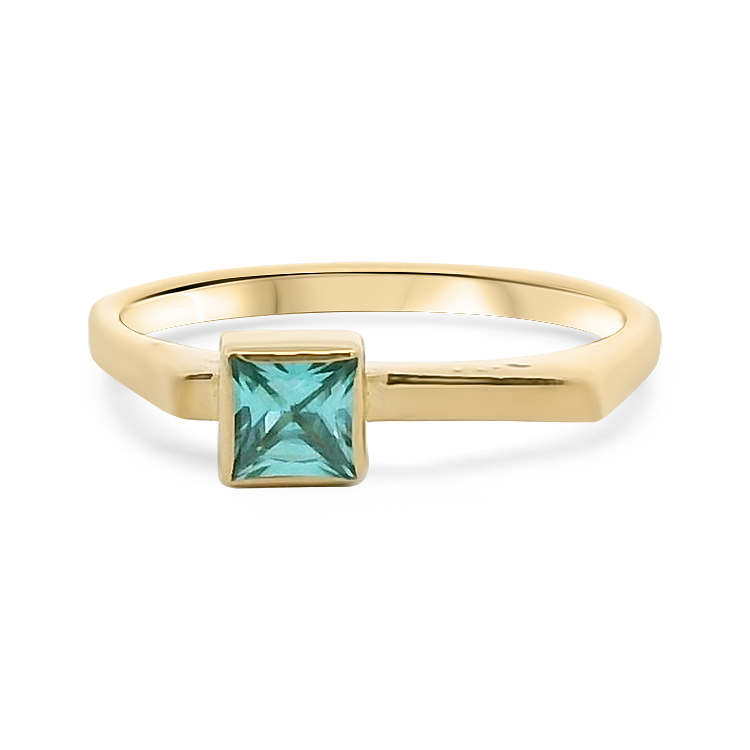 PAGE Estate Ring Estate 14k Yellow Gold Bezel-Set Square Zircon Ring 6