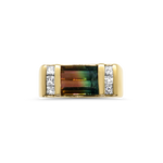 PAGE Estate Ring Estate 14K Yellow Gold Bi-Color Tourmaline and Diamond Ring 6