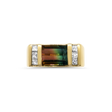 PAGE Estate Ring Estate 14K Yellow Gold Bi-Color Tourmaline and Diamond Ring 6