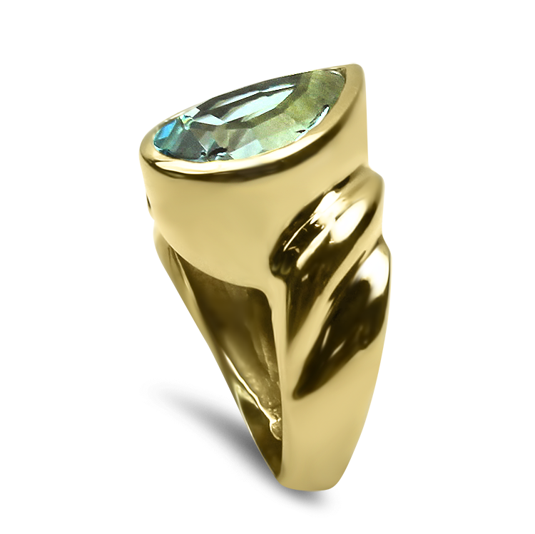 PAGE Estate Ring Estate 14K Yellow Gold Blue Topaz Ring 6.25