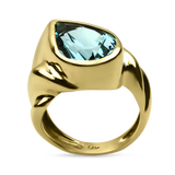 PAGE Estate Ring Estate 14K Yellow Gold Blue Topaz Ring 6.25