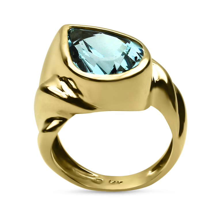 PAGE Estate Ring Estate 14K Yellow Gold Blue Topaz Ring 6.25