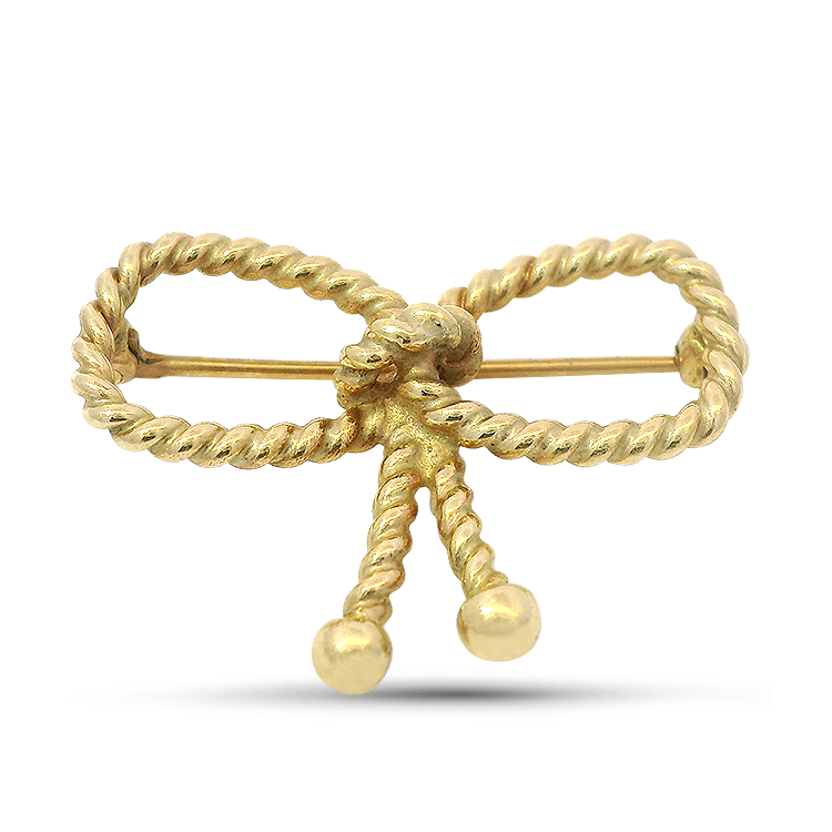 PAGE Estate Necklaces and Pendants Estate 14K Yellow Gold Bow Tie Knot Pin