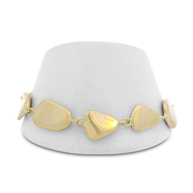 PAGE Estate Bracelet Estate 14K Yellow Gold Brushed Pebble Link Bracelet