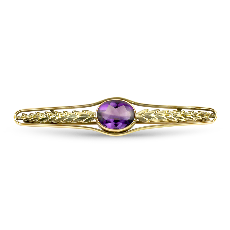 PAGE Estate Pin Estate 14k Yellow Gold Cabochon Amethyst Pin