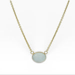 PAGE Estate Necklaces and Pendants Estate 14K Yellow Gold Cabochon Aquamarine Necklace