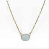 PAGE Estate Necklaces and Pendants Estate 14K Yellow Gold Cabochon Aquamarine Necklace