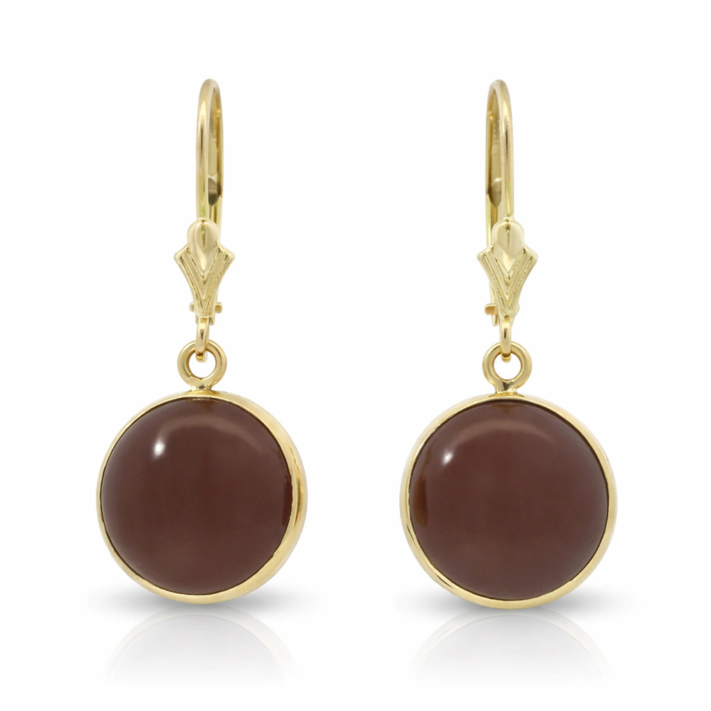 PAGE Estate Earrings Estate 14K Yellow Gold Carnelian Drop Earrings