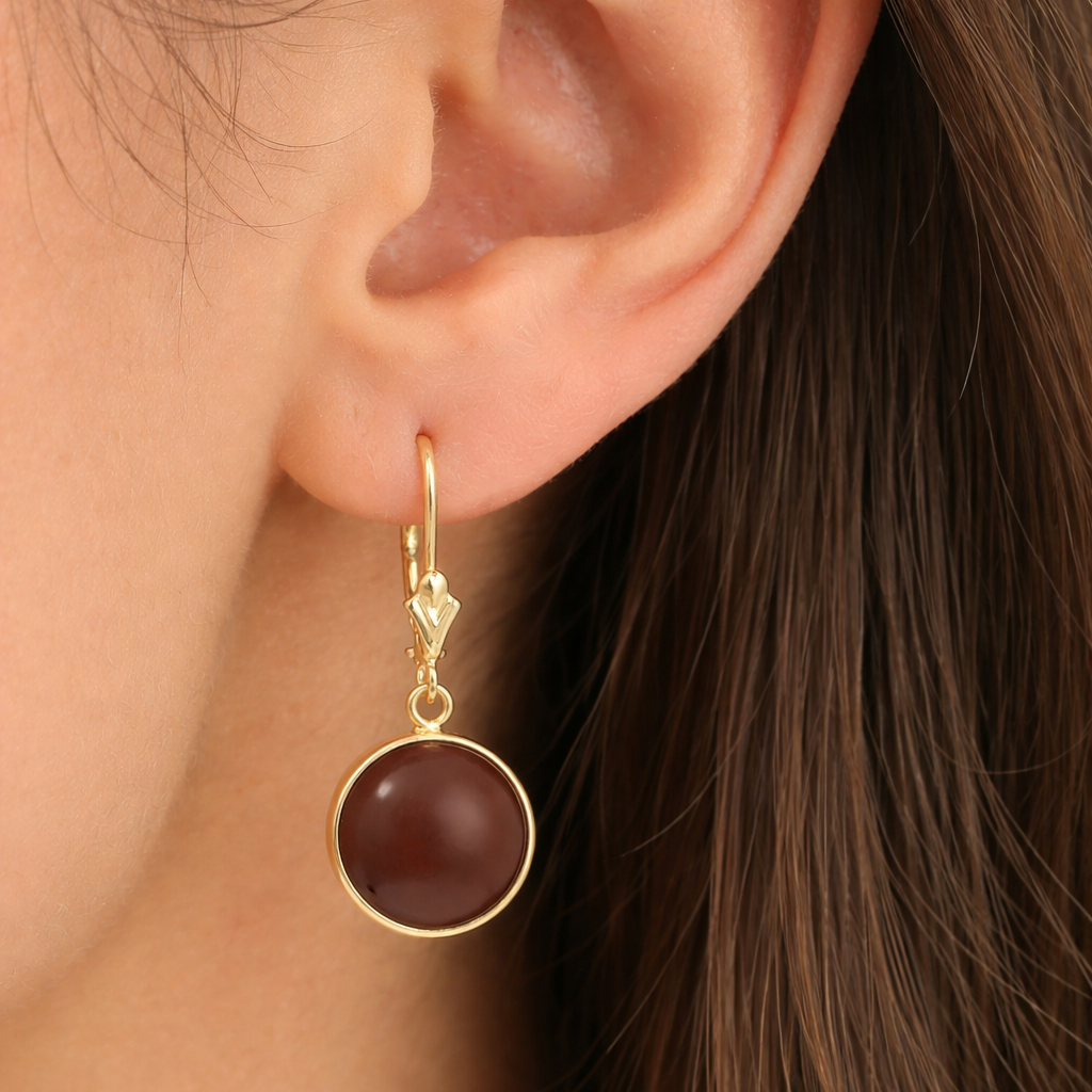 PAGE Estate Earrings Estate 14K Yellow Gold Carnelian Drop Earrings