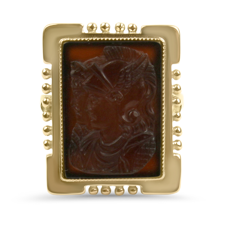 PAGE Estate Ring Estate 14K Yellow Gold Carnelian Intaglio Ring 3.5