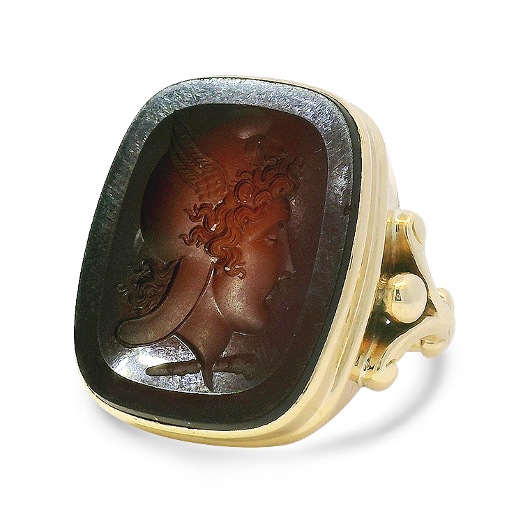 PAGE Estate Ring Estate 14K Yellow Gold Carnelian Intaglio Ring 8.5