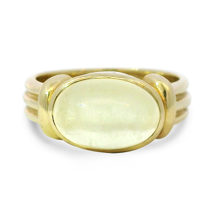 PAGE Estate Ring Estate 14K Yellow Gold Cat's Eye Moonstone Ring 6
