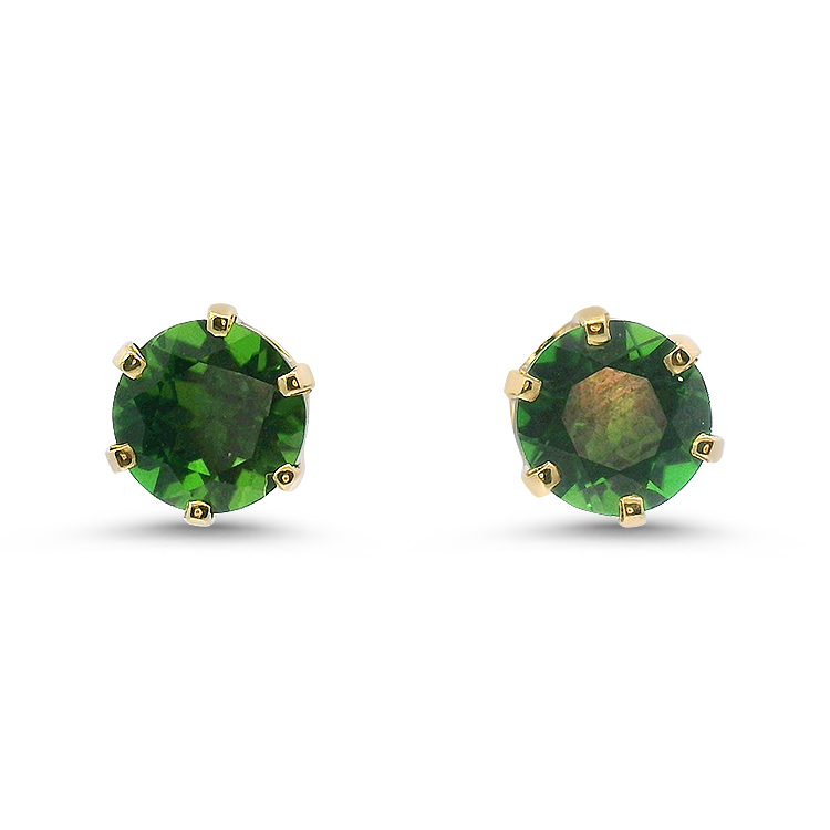 PAGE Estate Earrings Estate 14k Yellow Gold Chrome Diopside Stud Earrings