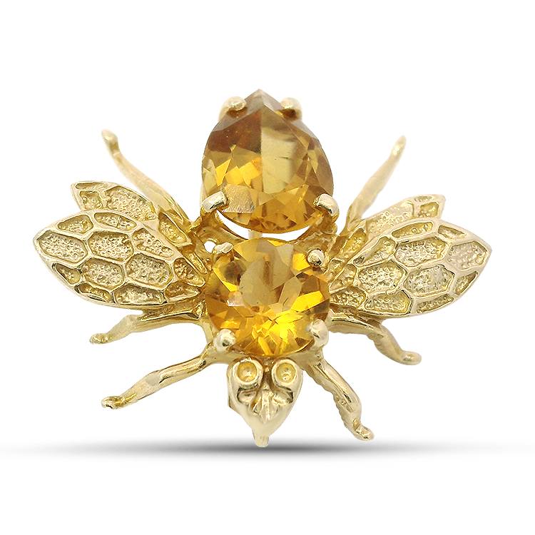 PAGE Estate Necklaces and Pendants Estate 14K Yellow Gold Citrine Bee Pin Pendant