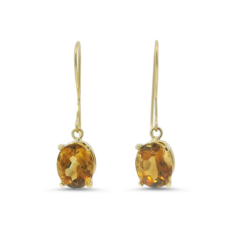 PAGE Estate Earrings Estate 14k Yellow Gold Citrine Drop Earrings