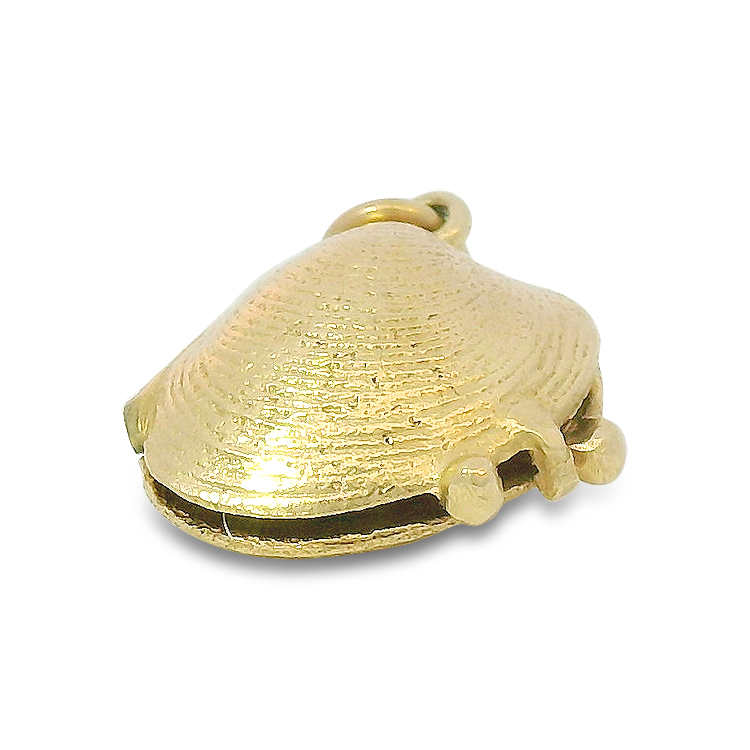 PAGE Estate Necklaces and Pendants Estate 14K Yellow Gold Clam & Pearl Charm