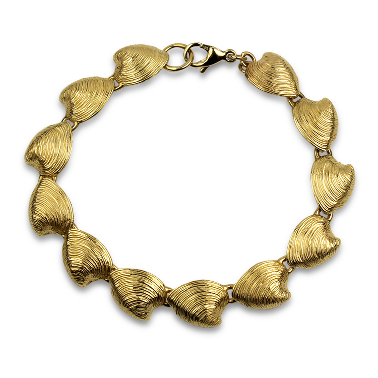 PAGE Estate Bracelet Estate 14K Yellow Gold Clam Shell Link Bracelet