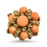 PAGE Estate Ring Estate 14k Yellow Gold Coral Cluster Ring 5.5