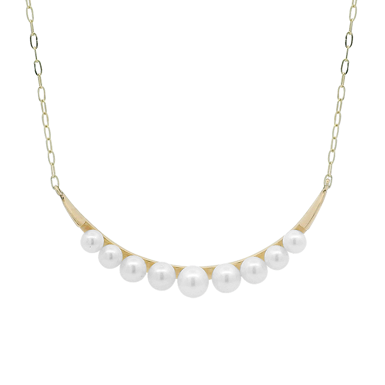 PAGE Estate Necklaces and Pendants Estate 14k Yellow Gold Crescent Pearl Necklace
