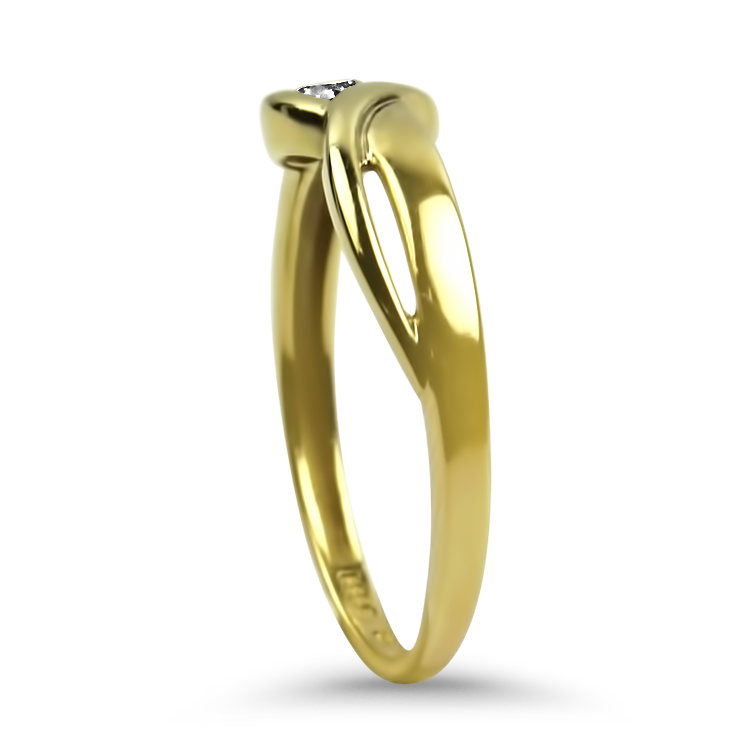 PAGE Estate Engagement Ring Estate 14K Yellow Gold Crossover Diamond Ring 6.5