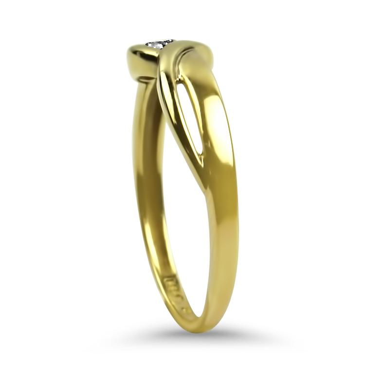 PAGE Estate Engagement Ring Estate 14K Yellow Gold Crossover Diamond Ring 6.5