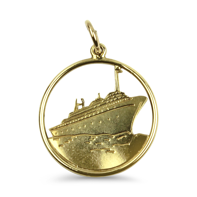 PAGE Estate Necklaces and Pendants Estate 14K Yellow Gold Cruise Ship Charm/Pendant
