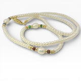 PAGE Estate Necklaces and Pendants Estate 14K Yellow Gold Cultured Pearl & Gemstone Necklace