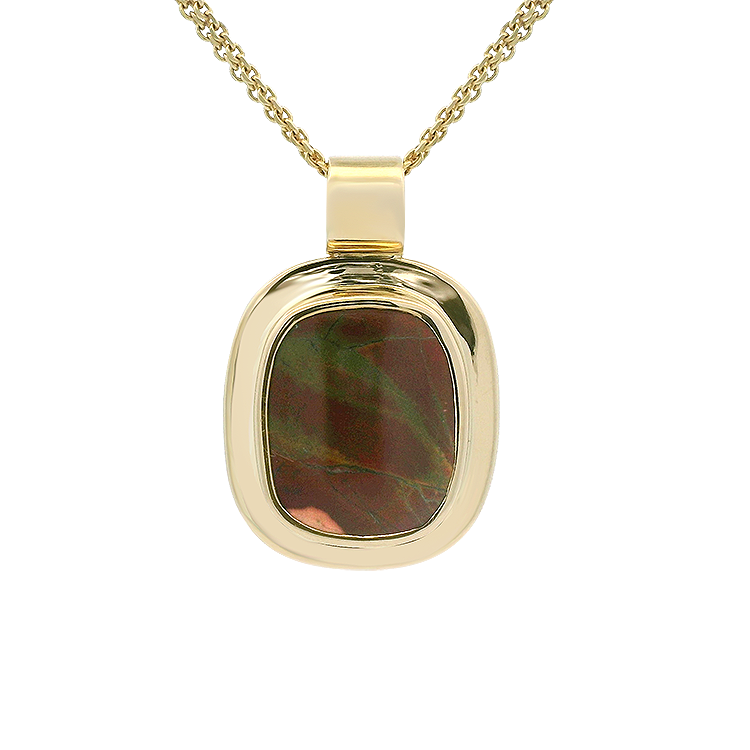 PAGE Estate Necklaces and Pendants Estate 14k Yellow Gold Cushion-Cut Agate Cabochon Pendant