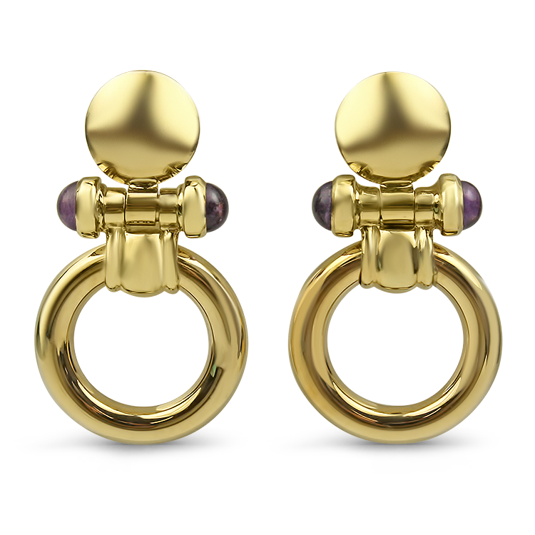 Estate 14k Yellow Gold Dangle Amethyst Earrings Springer s