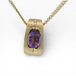PAGE Estate Necklaces and Pendants Estate 14K Yellow Gold Diamond & Amethyst Slide Pendant