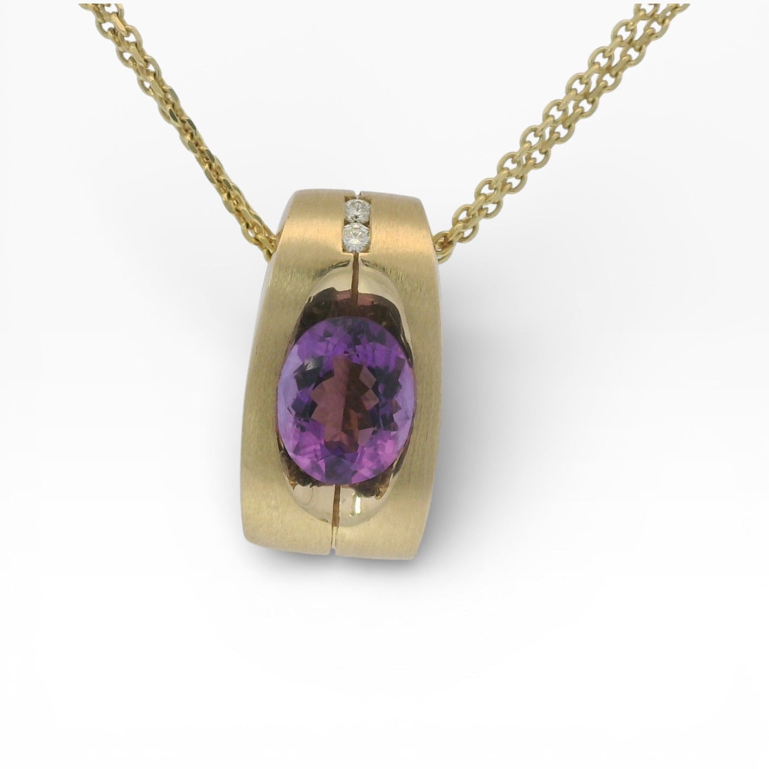 PAGE Estate Necklaces and Pendants Estate 14K Yellow Gold Diamond & Amethyst Slide Pendant