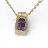PAGE Estate Necklaces and Pendants Estate 14K Yellow Gold Diamond & Amethyst Slide Pendant