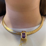 PAGE Estate Necklaces and Pendants Estate 14K Yellow Gold Diamond & Amethyst Slide Pendant