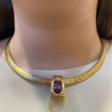 PAGE Estate Necklaces and Pendants Estate 14K Yellow Gold Diamond & Amethyst Slide Pendant