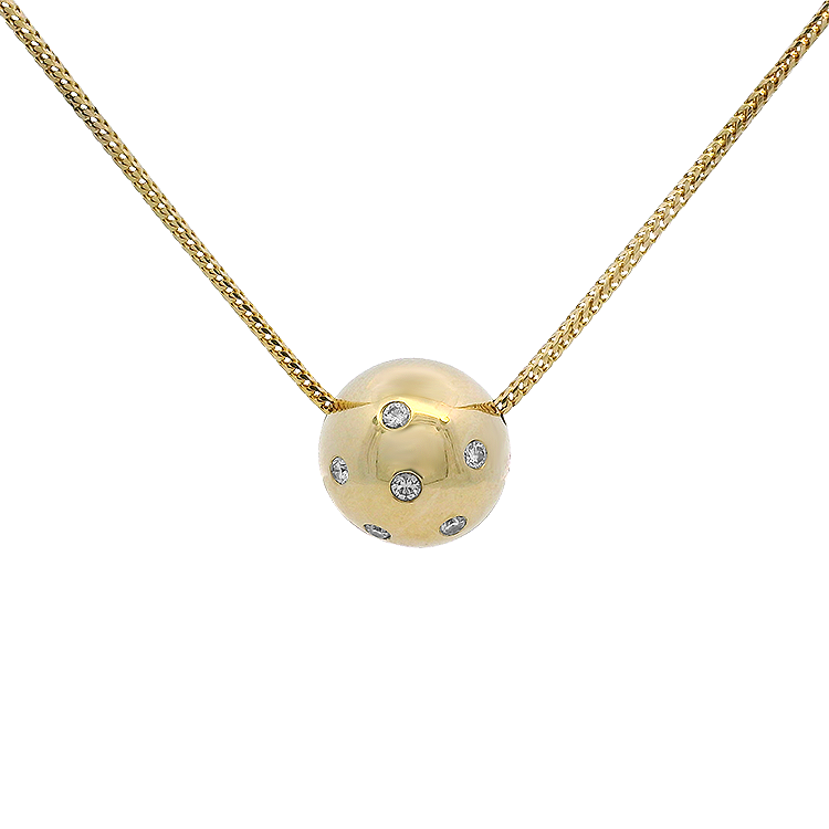 PAGE Estate Necklaces and Pendants Estate 14K Yellow Gold Diamond Ball Slider Necklace