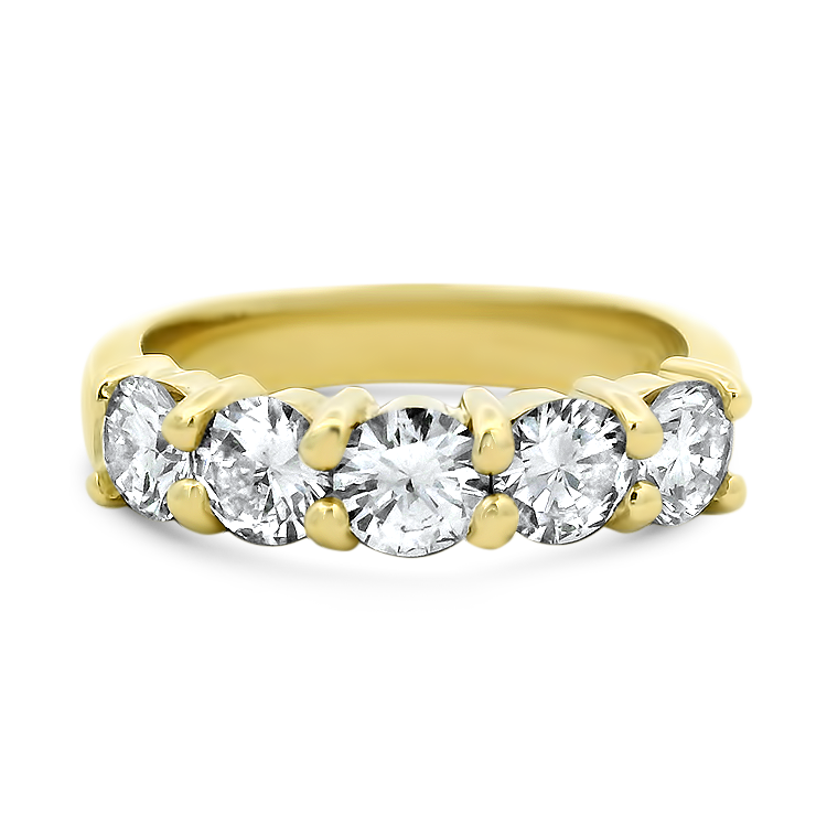 PAGE Estate Wedding Band Estate 14k Yellow Gold Diamond Band 5.25