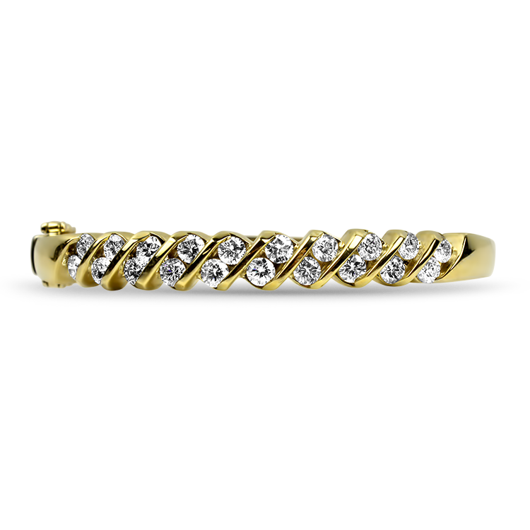 PAGE Estate Bracelet Estate 14k Yellow Gold Diamond Bangle Bracelet