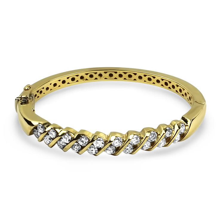 PAGE Estate Bracelet Estate 14k Yellow Gold Diamond Bangle Bracelet