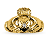 PAGE Estate Engagement Ring Estate 14K Yellow Gold Diamond Claddagh Ring 7.0
