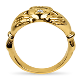 PAGE Estate Engagement Ring Estate 14K Yellow Gold Diamond Claddagh Ring 6