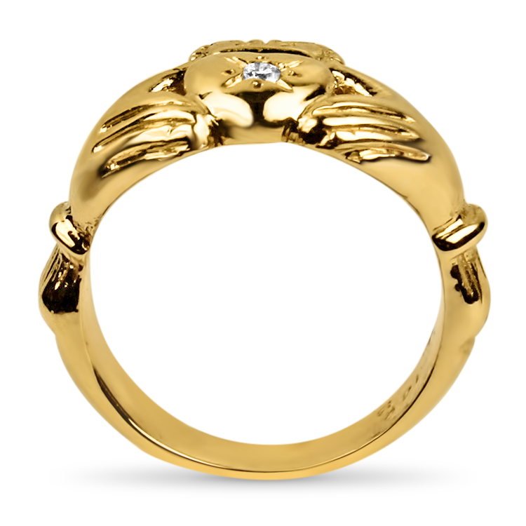 PAGE Estate Engagement Ring Estate 14K Yellow Gold Diamond Claddagh Ring 6