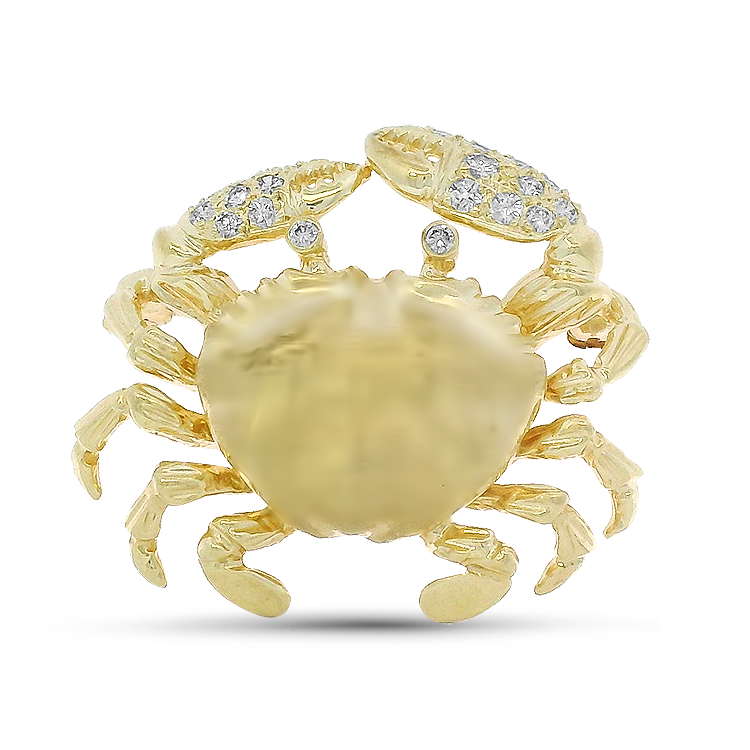 PAGE Estate Pins & Brooches Estate 14K Yellow Gold Diamond Crab Pin