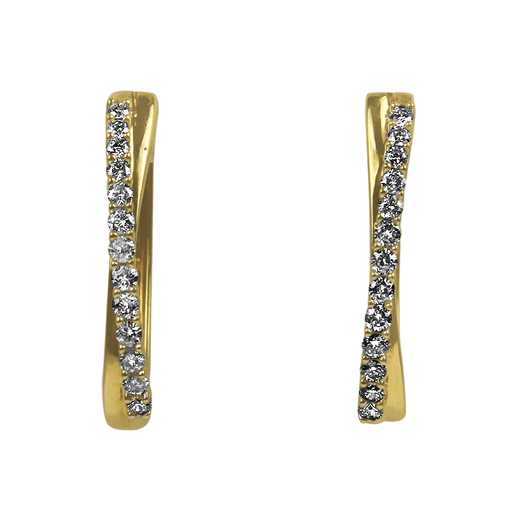PAGE Estate Earring Estate 14k Yellow Gold Diamond Crossover Hoop Earrings
