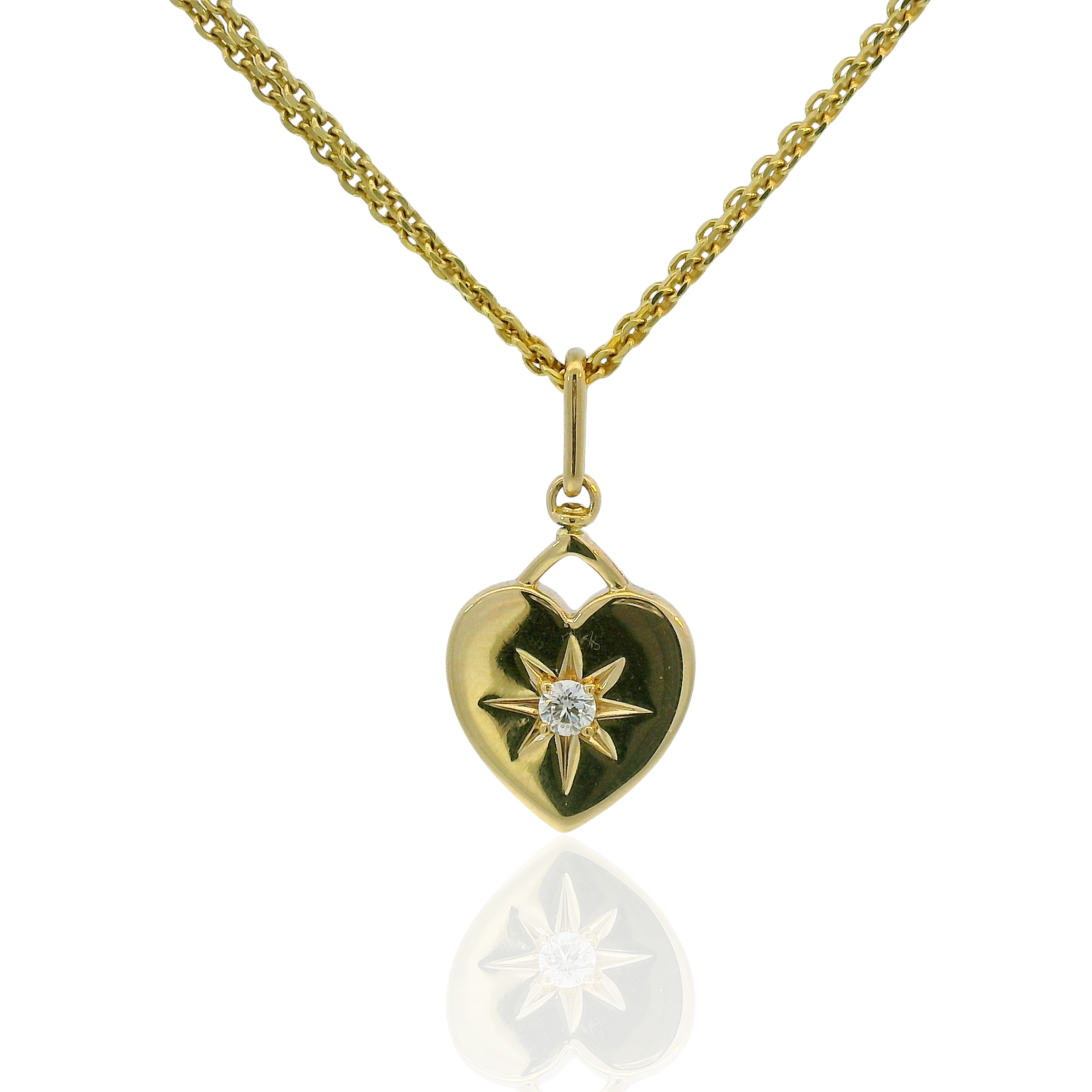 PAGE Estate Necklaces and Pendants Estate 14K Yellow Gold Diamond Heart Pendant