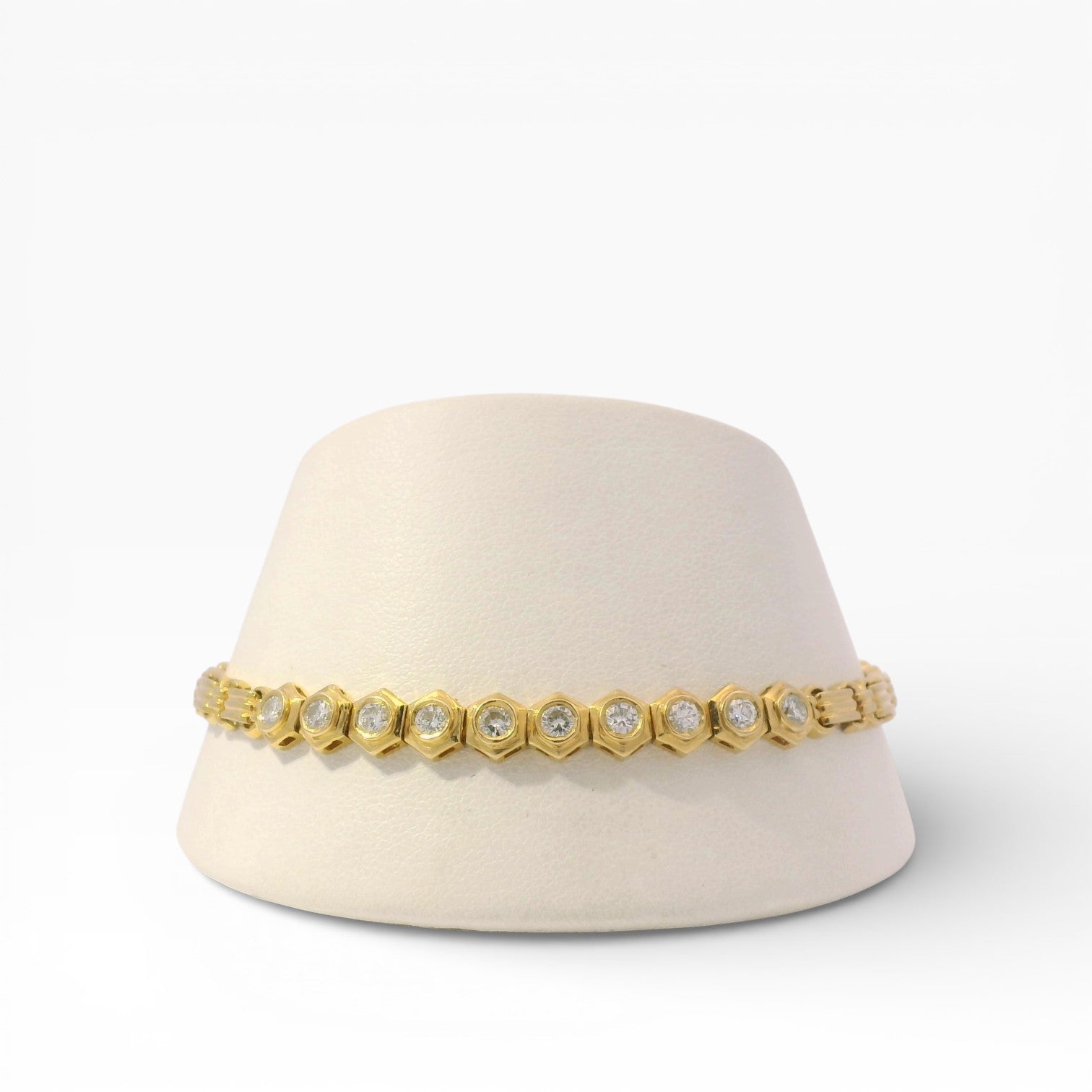 PAGE Estate Bracelet Estate 14K Yellow Gold Diamond Hex Link Bracelet