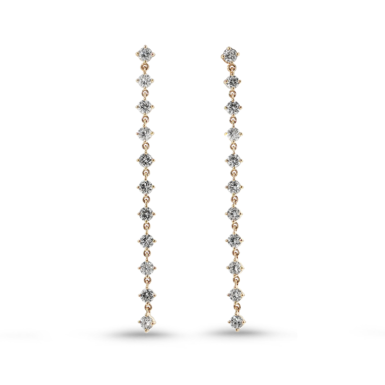 PAGE Estate Earrings Estate 14K Yellow Gold Diamond Line Dangle Earrings - 0.70ctw
